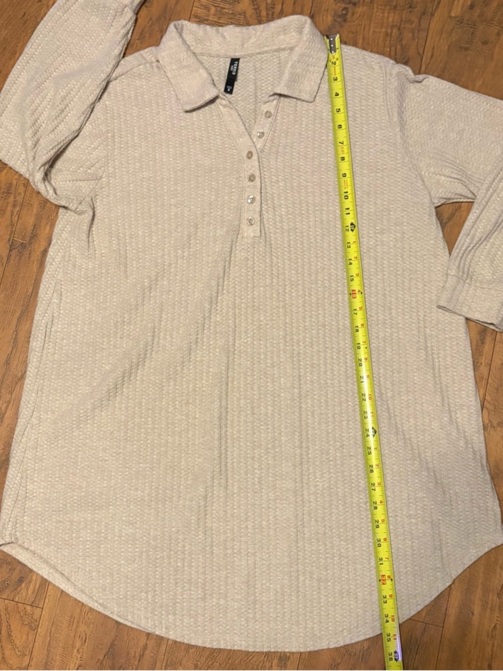 Torrid beige sleep dress pull over nightgown 3/4 button up collar ribbed plus 2x - Picture 2 of 9